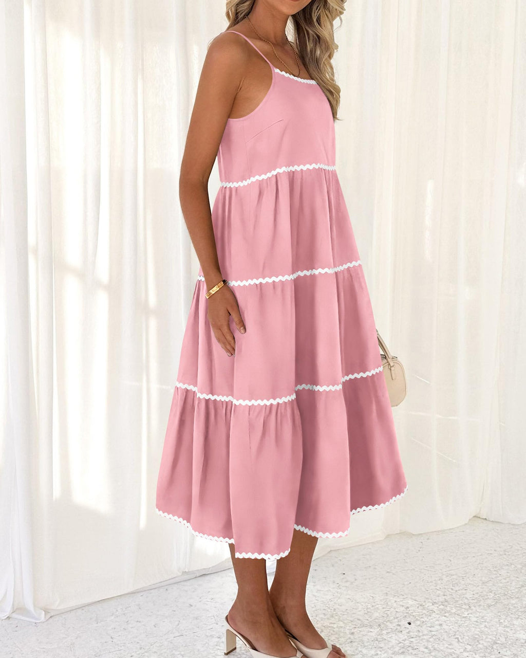 Women's Summer Spaghetti-Strap Tiered Maxi Dress