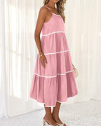 Women's Summer Spaghetti-Strap Tiered Maxi Dress