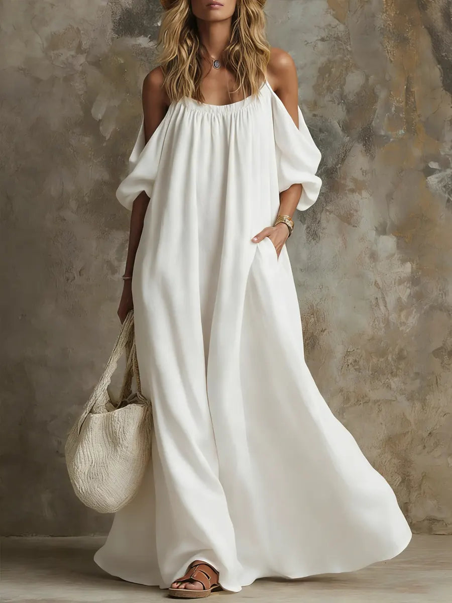 Relaxed Sensibility Vacation Style Cotton Linen Dress
