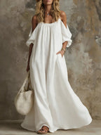 Relaxed Sensibility Vacation Style Cotton Linen Dress