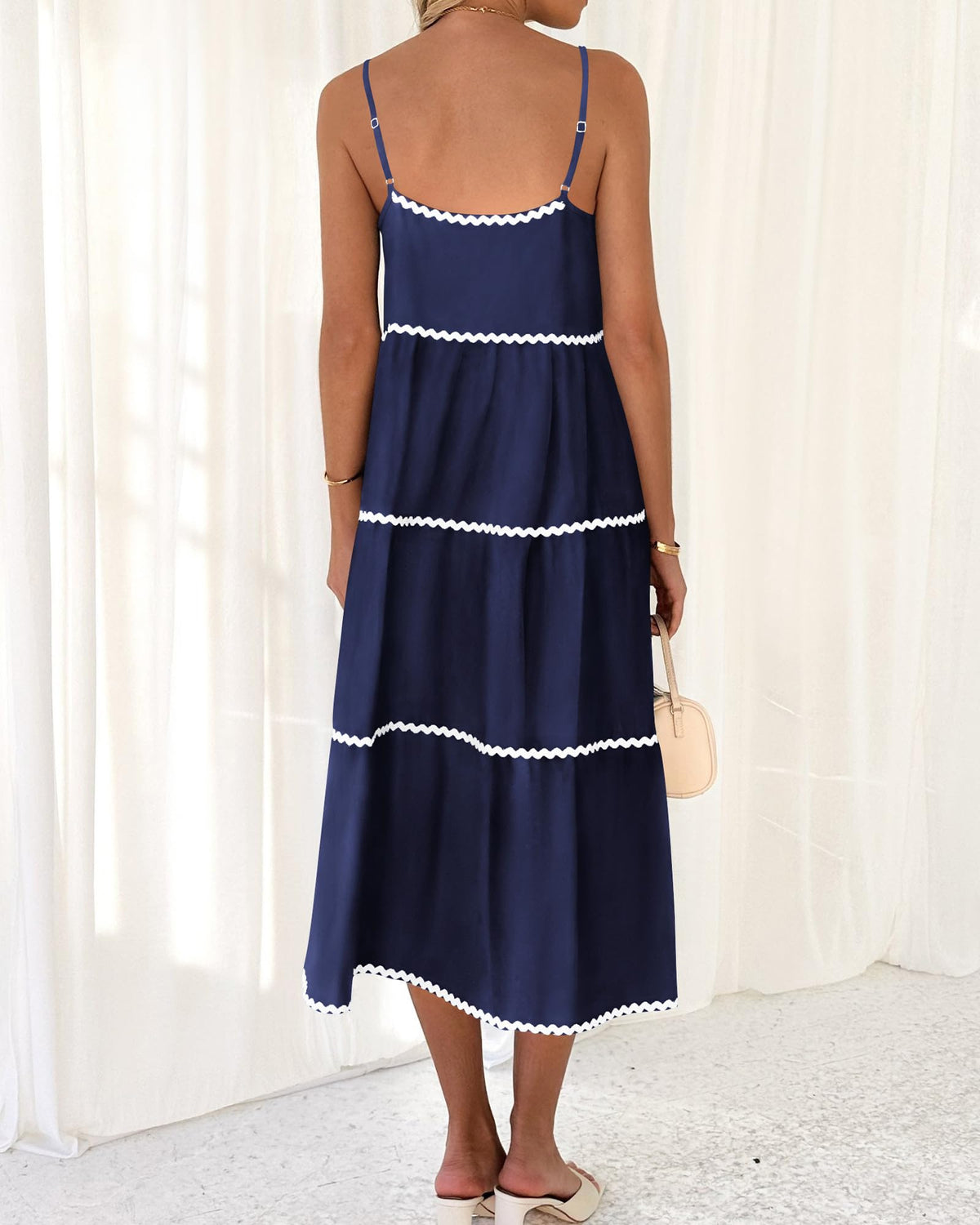 Women's Summer Spaghetti-Strap Tiered Maxi Dress