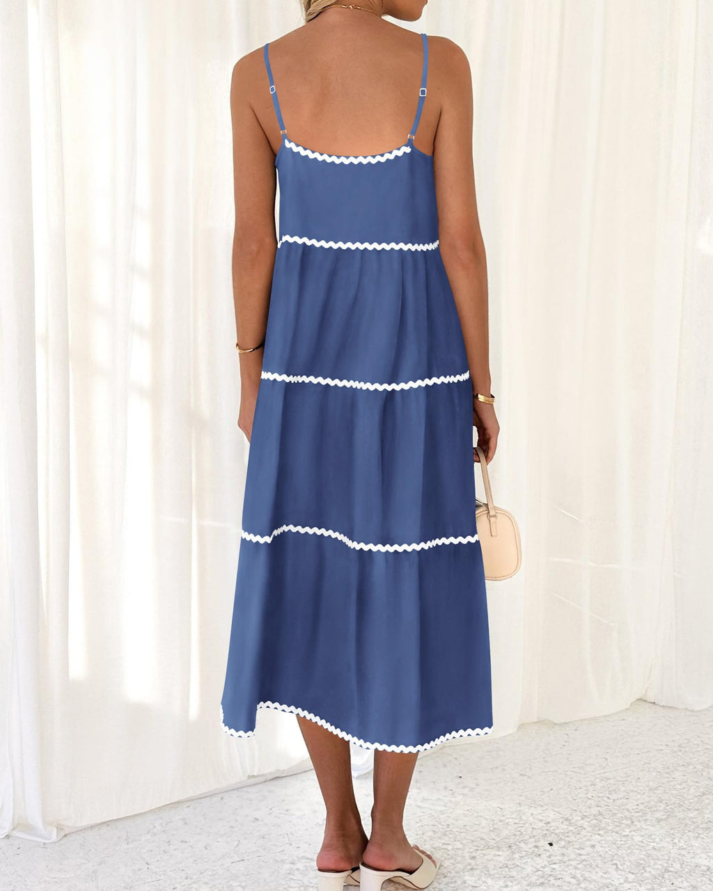 Women's Summer Spaghetti-Strap Tiered Maxi Dress