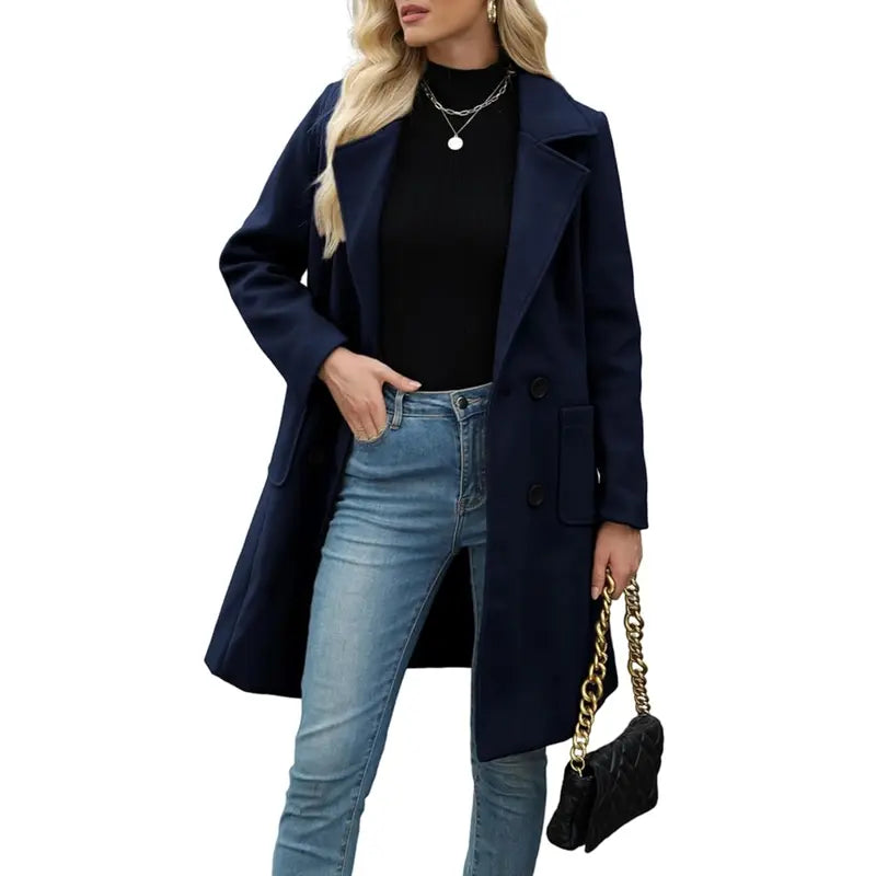 Women's Autumn/Winter Mid-Length Wool-Blend Coat