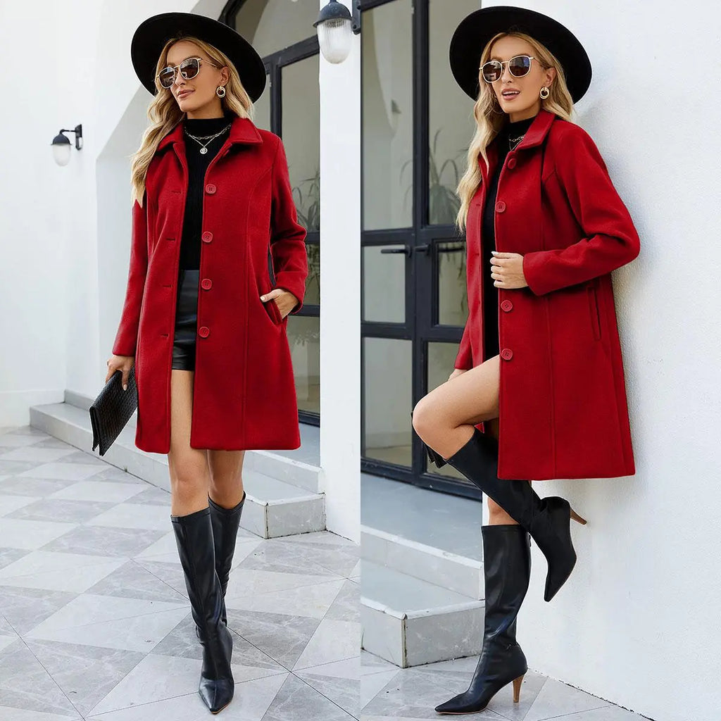 Women's Autumn/Winter Mid-Length Wool-Blend Coat