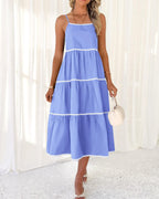 Women's Summer Spaghetti-Strap Tiered Maxi Dress