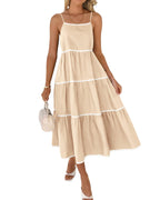 Women's Summer Spaghetti-Strap Tiered Maxi Dress