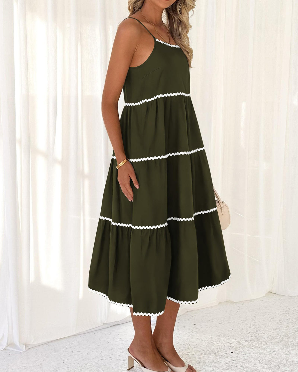 Women's Summer Spaghetti-Strap Tiered Maxi Dress