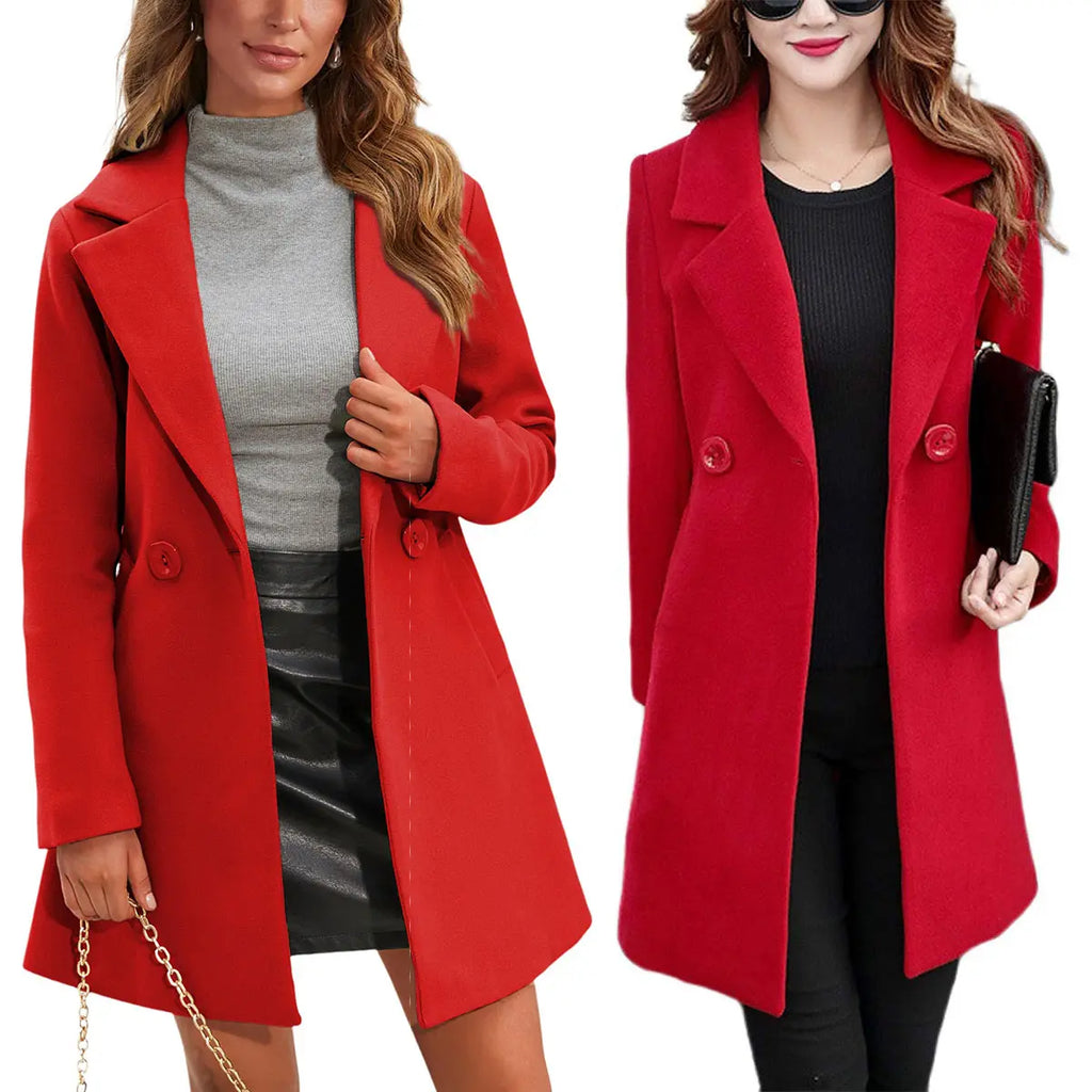 Women's Autumn/Winter Mid-Length Wool-Blend Coat