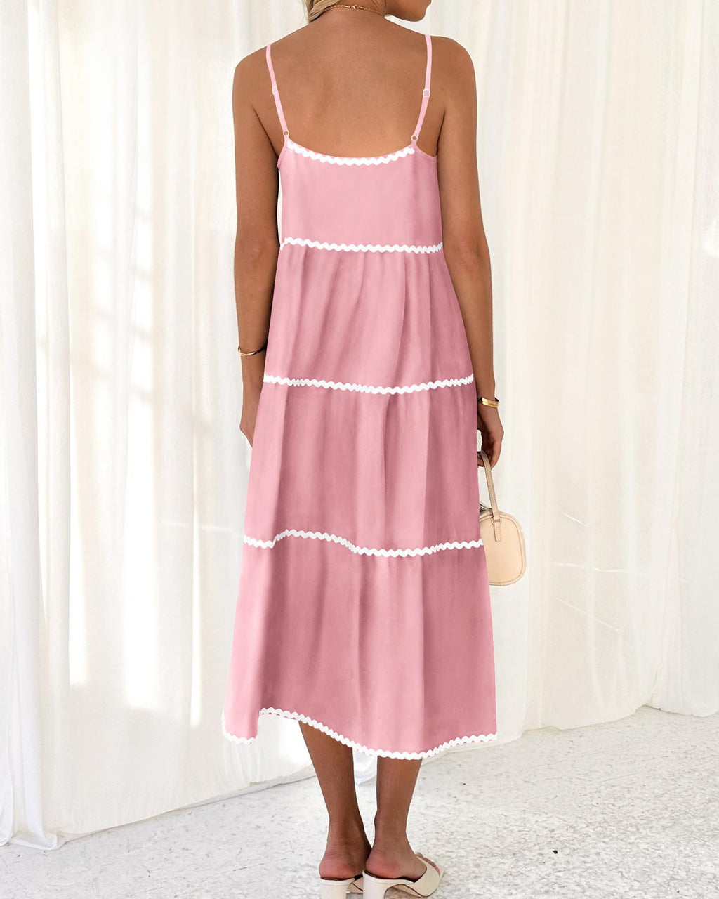 Women's Summer Spaghetti-Strap Tiered Maxi Dress