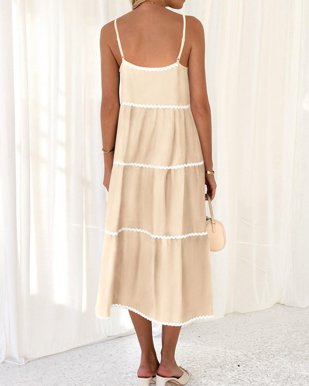 Women's Summer Spaghetti-Strap Tiered Maxi Dress