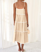 Women's Summer Spaghetti-Strap Tiered Maxi Dress