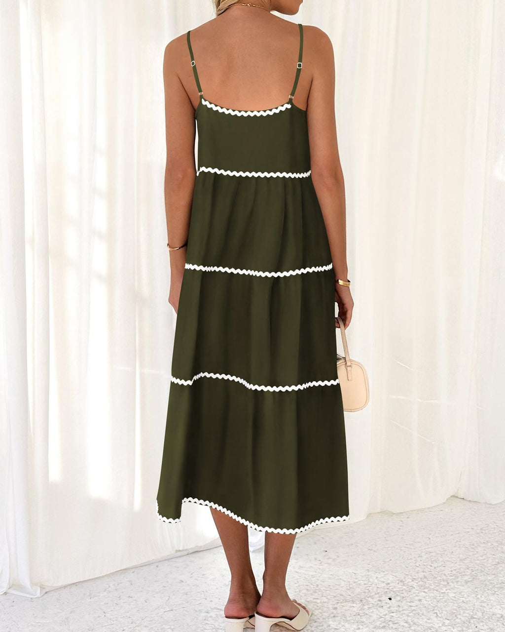 Women's Summer Spaghetti-Strap Tiered Maxi Dress