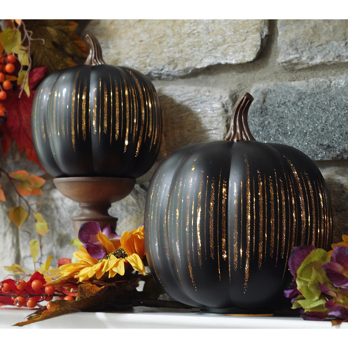 Starry Night Glowing Glass Pumpkin Lantern
