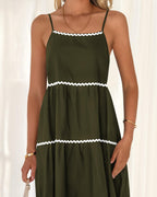 Women's Summer Spaghetti-Strap Tiered Maxi Dress