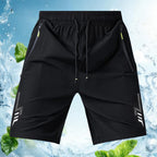 Men's Activewear Shorts - Fitted Cut, Drawstring Waistband, Reflective Geometric Patterns, Zipper Pockets for Summer Running