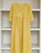 Women's Cotton-Linen Lace-Trim Dress
