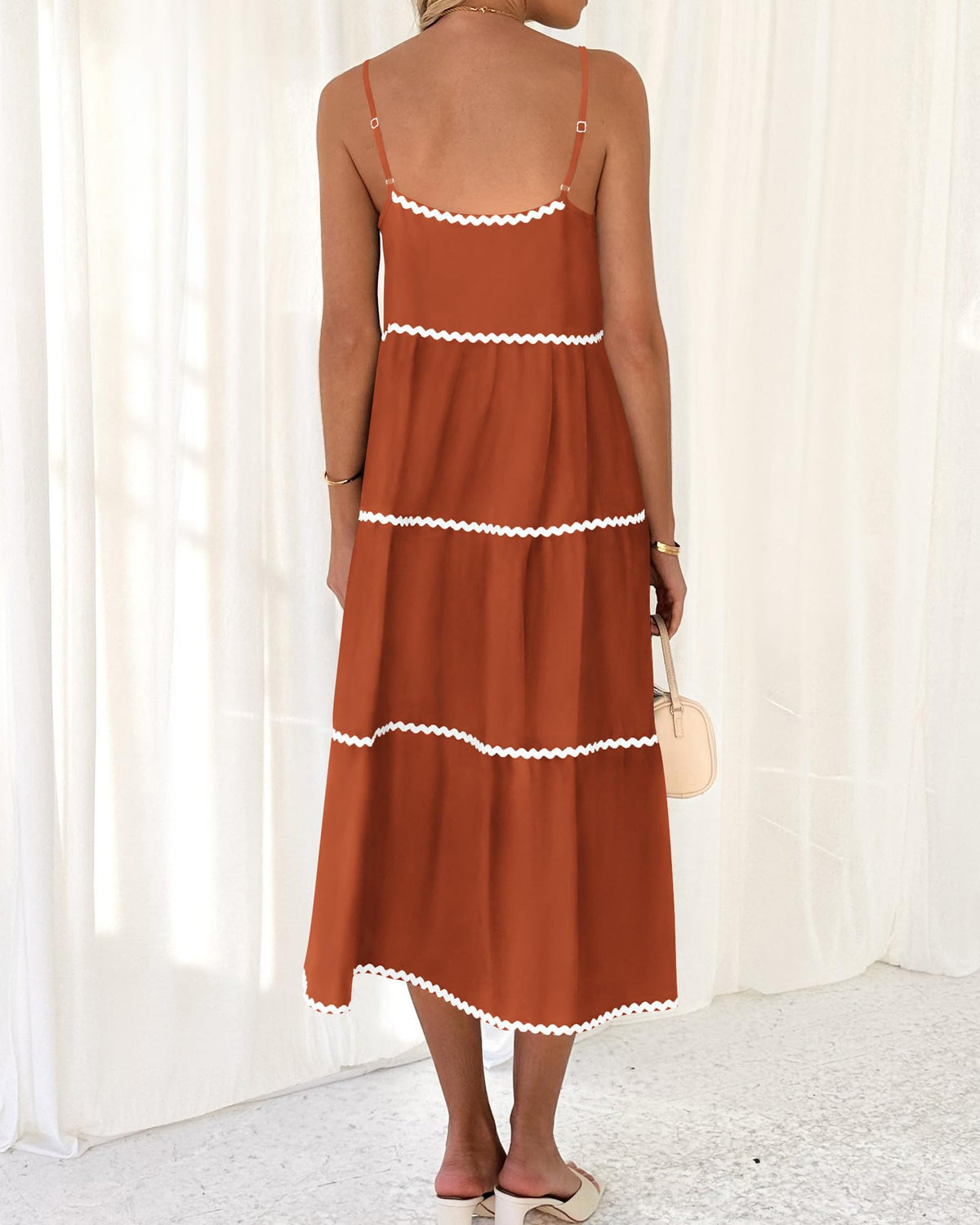 Women's Summer Spaghetti-Strap Tiered Maxi Dress