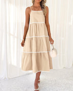 Women's Summer Spaghetti-Strap Tiered Maxi Dress