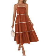 Women's Summer Spaghetti-Strap Tiered Maxi Dress