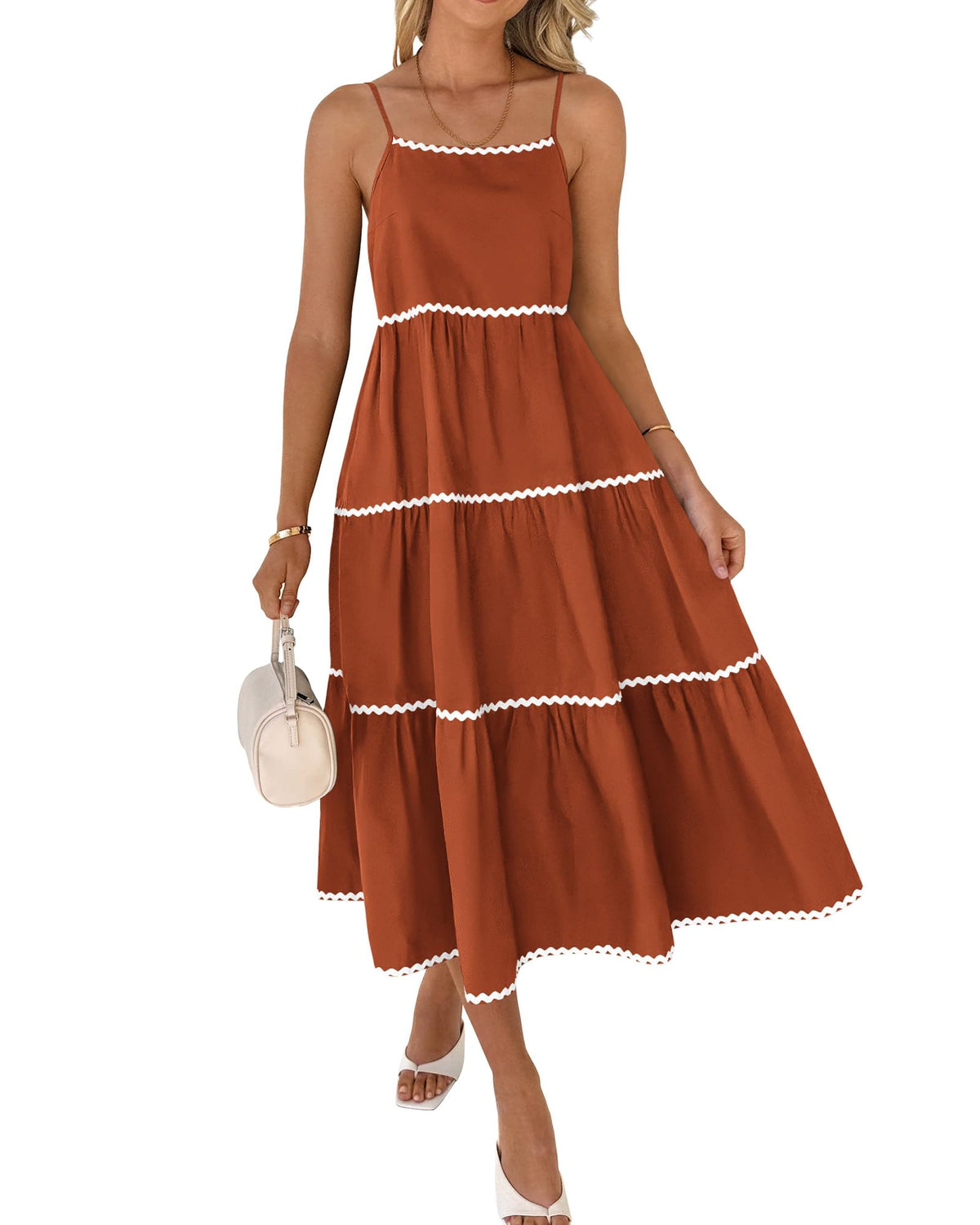 Women's Summer Spaghetti-Strap Tiered Maxi Dress