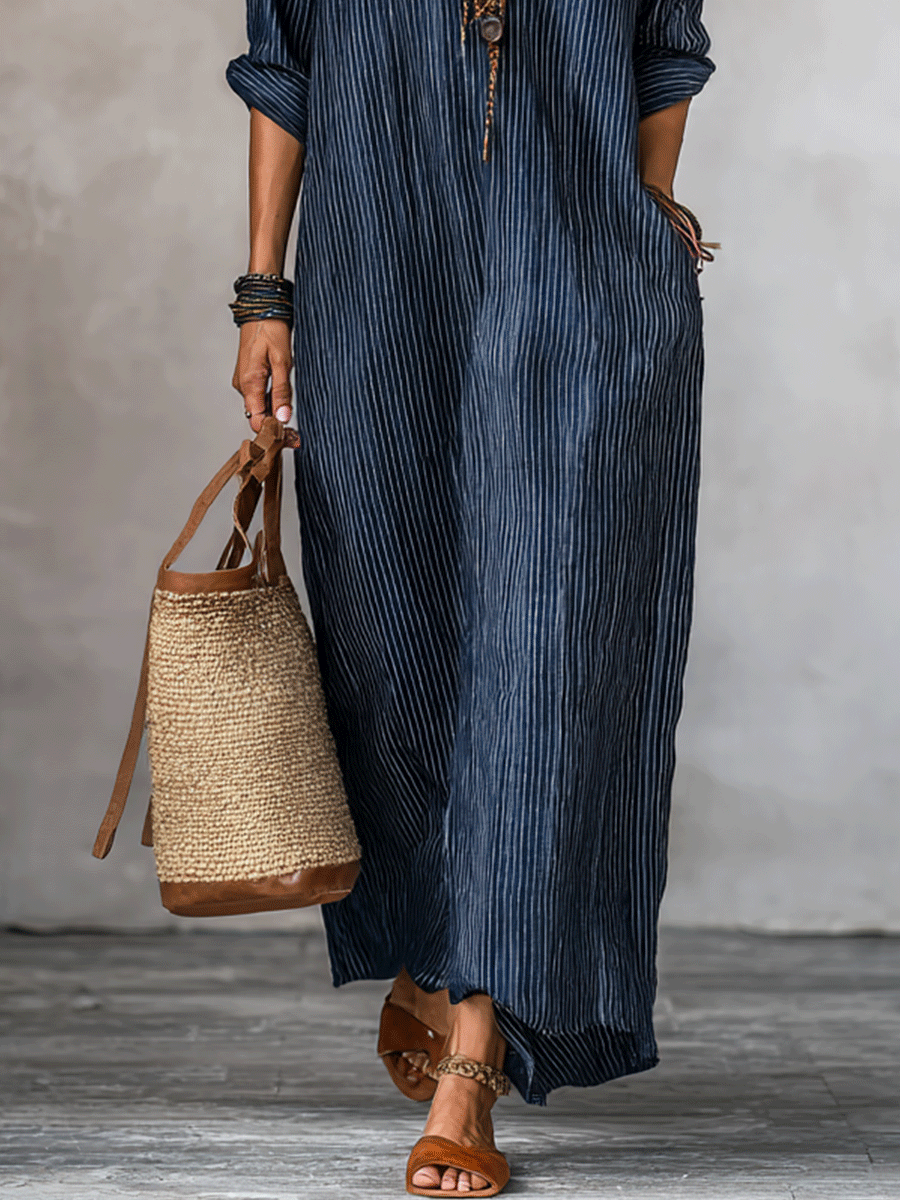 Women's Nomadic Indigo Loose-Fit Maxi Dress