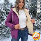 🔥 Autumn/Winter Women’s Fleece Hooded Jacket - Loose Fit, Zipper Closure, Long Sleeves, Warm Coat
