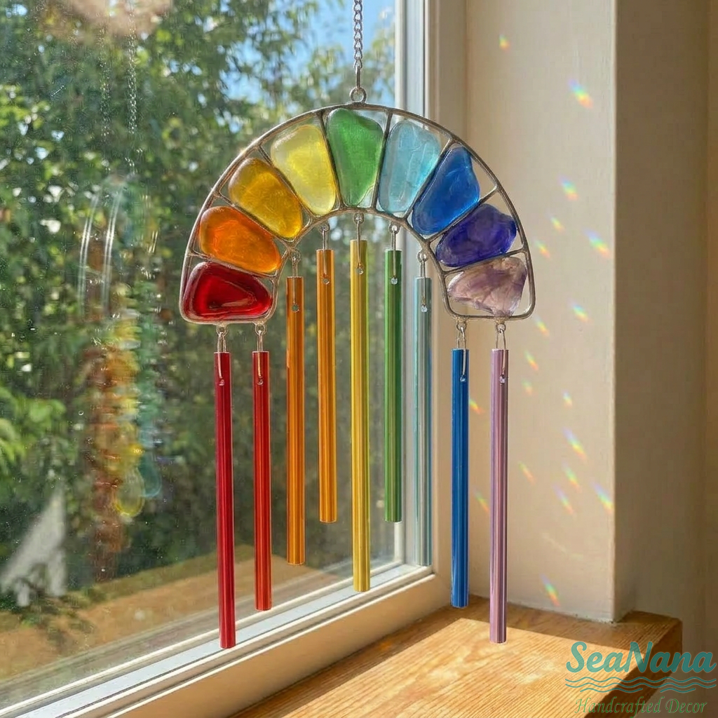 🌈Rainbow Magic in Sunlight! ✨-Handcrafted wind chimes