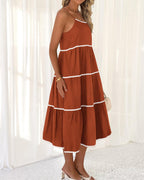 Women's Summer Spaghetti-Strap Tiered Maxi Dress