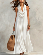 Women's Flowy Stand-Collar Casual Dress