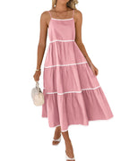 Women's Summer Spaghetti-Strap Tiered Maxi Dress