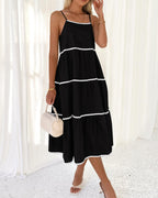 Women's Summer Spaghetti-Strap Tiered Maxi Dress