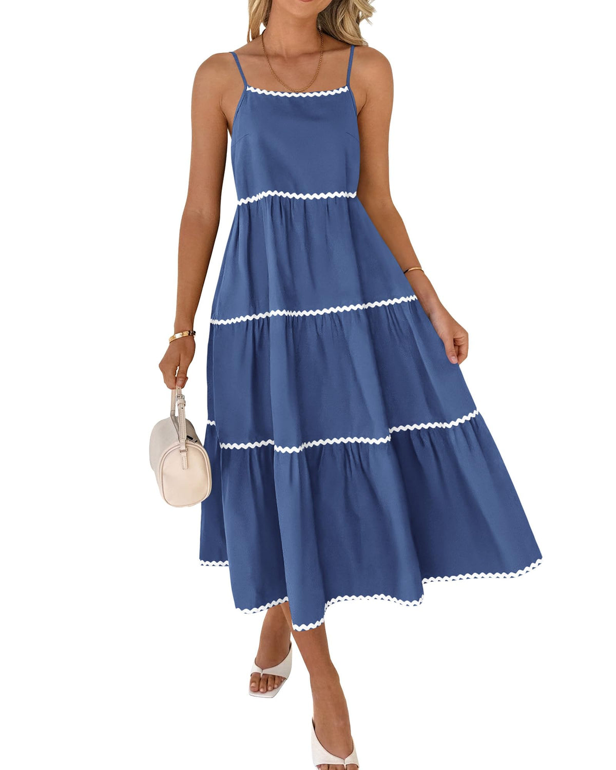 Women's Summer Spaghetti-Strap Tiered Maxi Dress