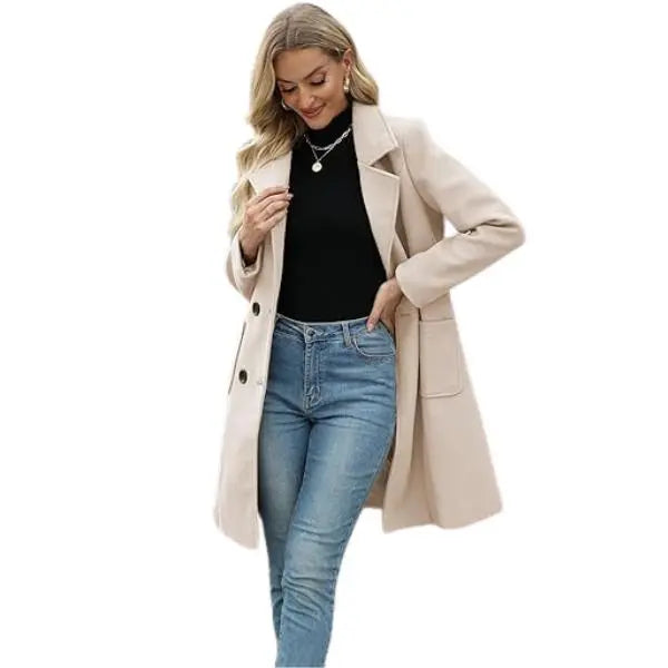 Women's Autumn/Winter Mid-Length Wool-Blend Coat