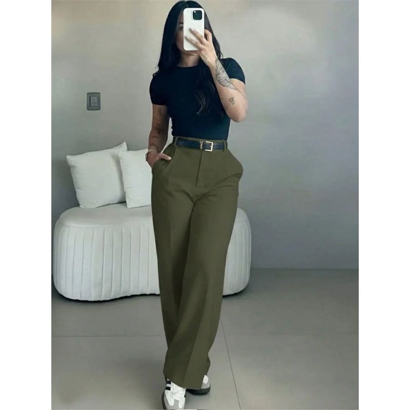 💘Women's High Waist Stretch Wide Leg Suit Pants
