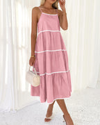 Women's Summer Spaghetti-Strap Tiered Maxi Dress