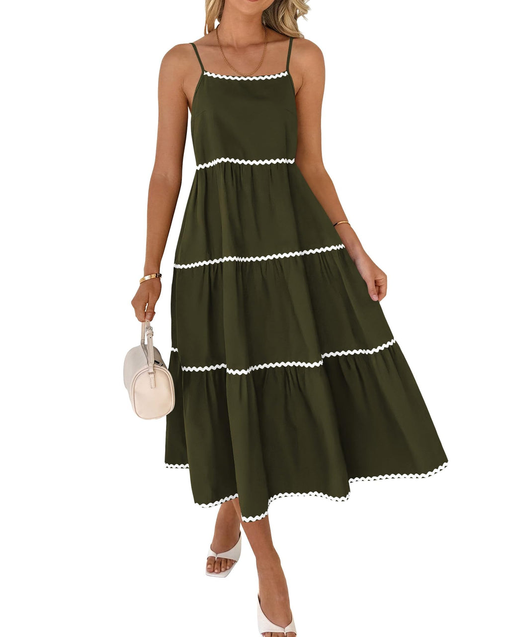 Women's Summer Spaghetti-Strap Tiered Maxi Dress