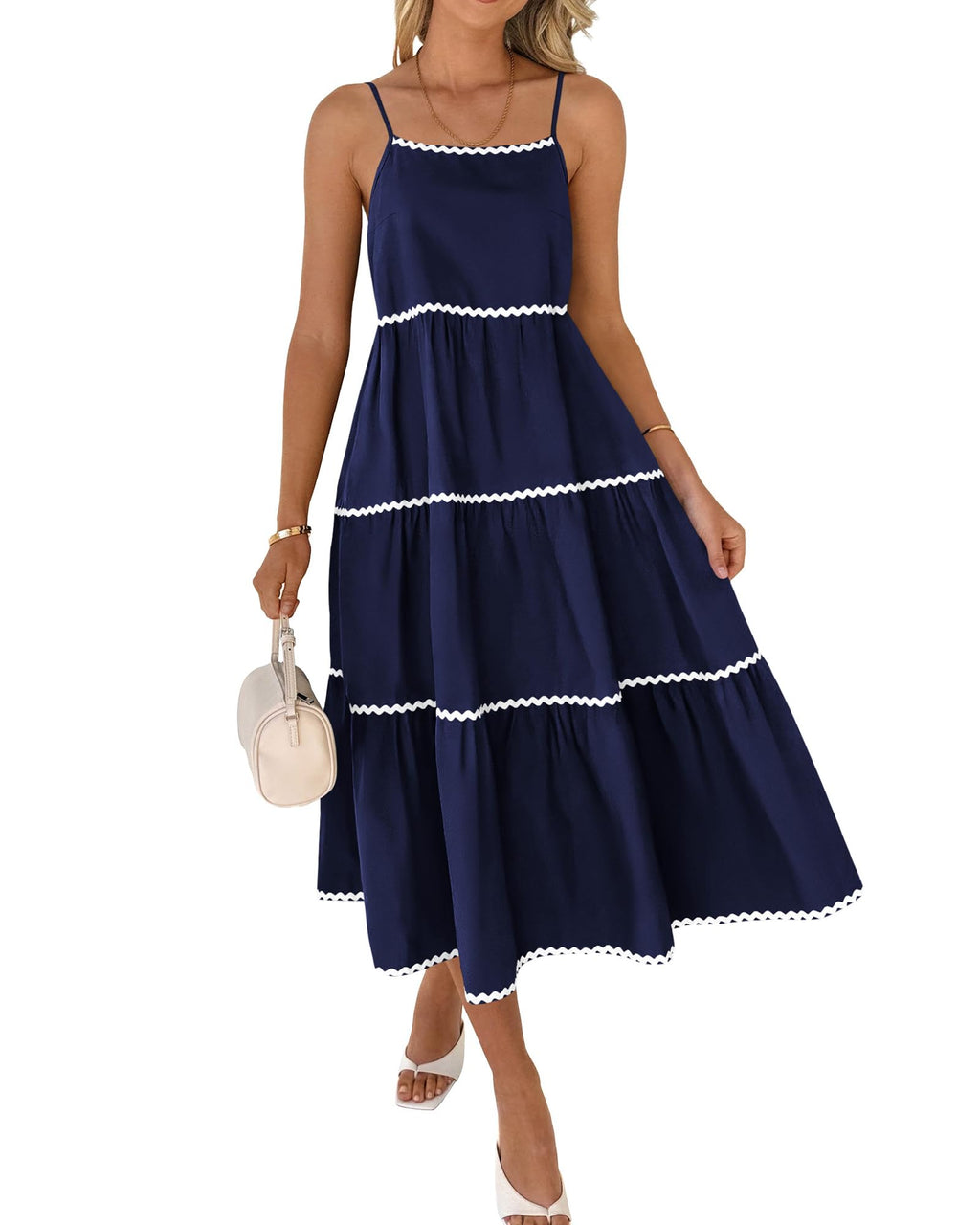 Women's Summer Spaghetti-Strap Tiered Maxi Dress