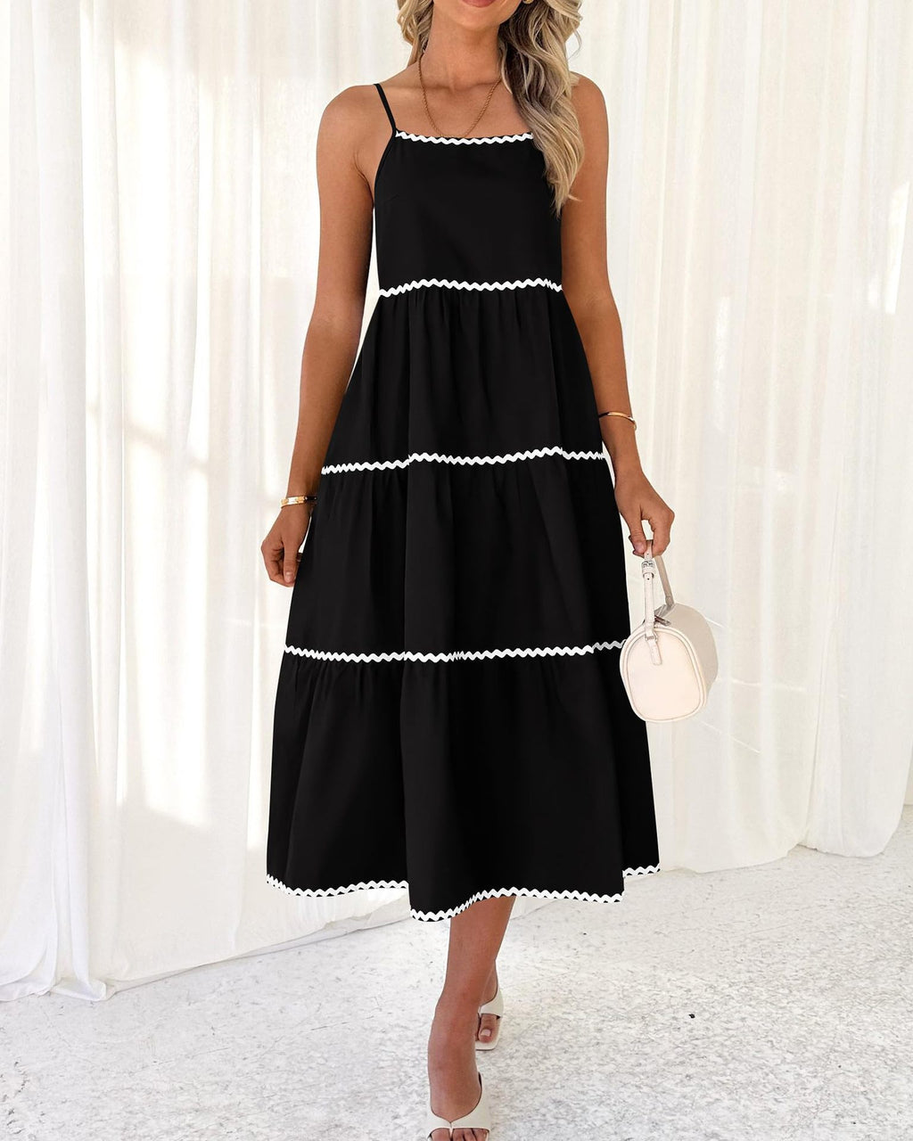 Women's Summer Spaghetti-Strap Tiered Maxi Dress