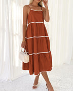Women's Summer Spaghetti-Strap Tiered Maxi Dress