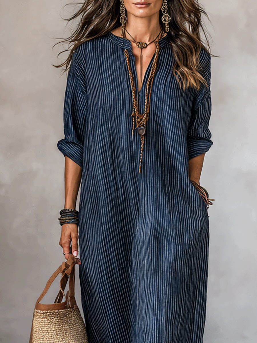 Women's Nomadic Indigo Loose-Fit Maxi Dress