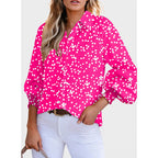 Women's Casual V Neck Allover Floral Print Long Sleeve Chiffon Button Down Blouses Bohemian Top Shirts