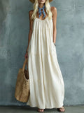 Women's Bohemian Cotton-Linen Sleeveless Maxi Dress