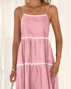 Women's Summer Spaghetti-Strap Tiered Maxi Dress