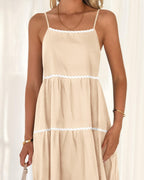 Women's Summer Spaghetti-Strap Tiered Maxi Dress