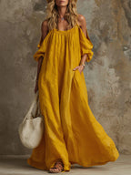 Relaxed Sensibility Vacation Style Cotton Linen Dress