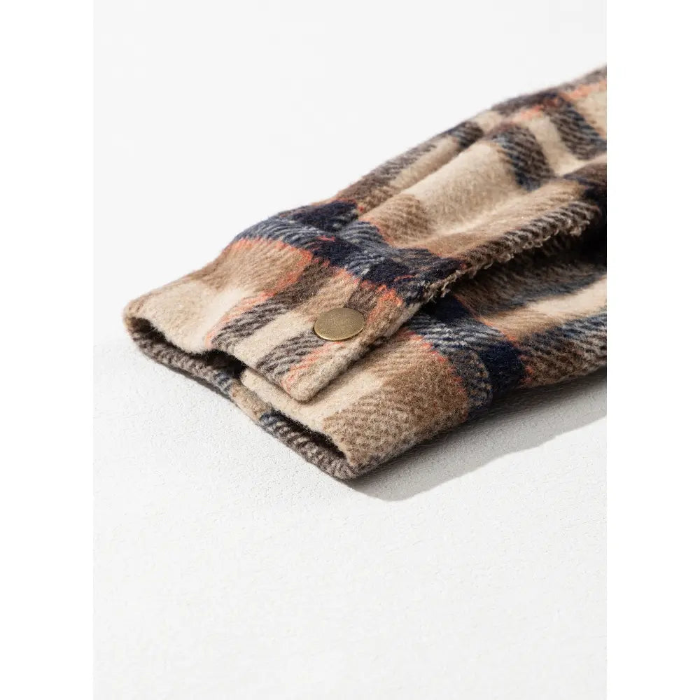Women's Flannel Hooded Plaid Shirt, Warm Fleece Jacket