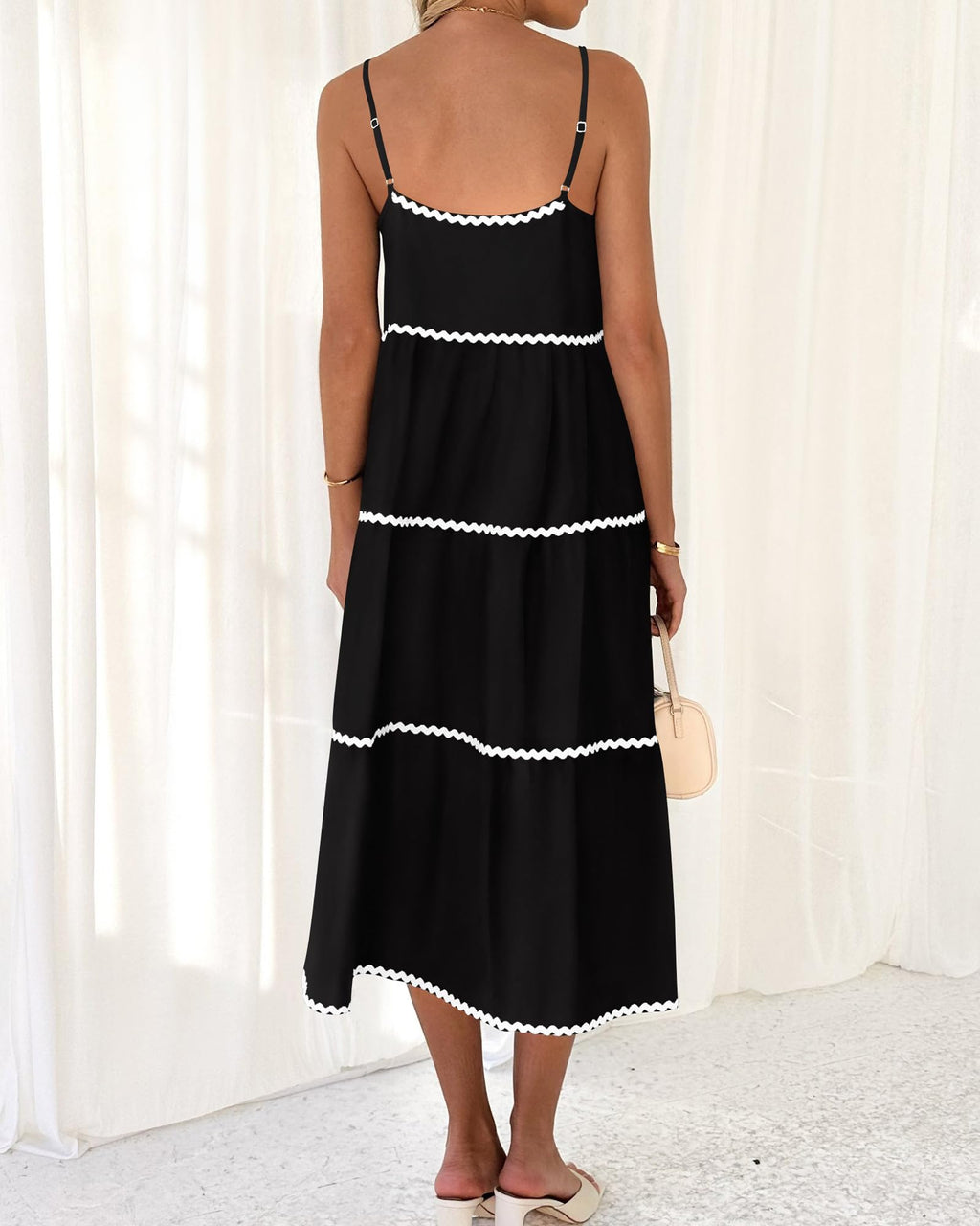 Women's Summer Spaghetti-Strap Tiered Maxi Dress