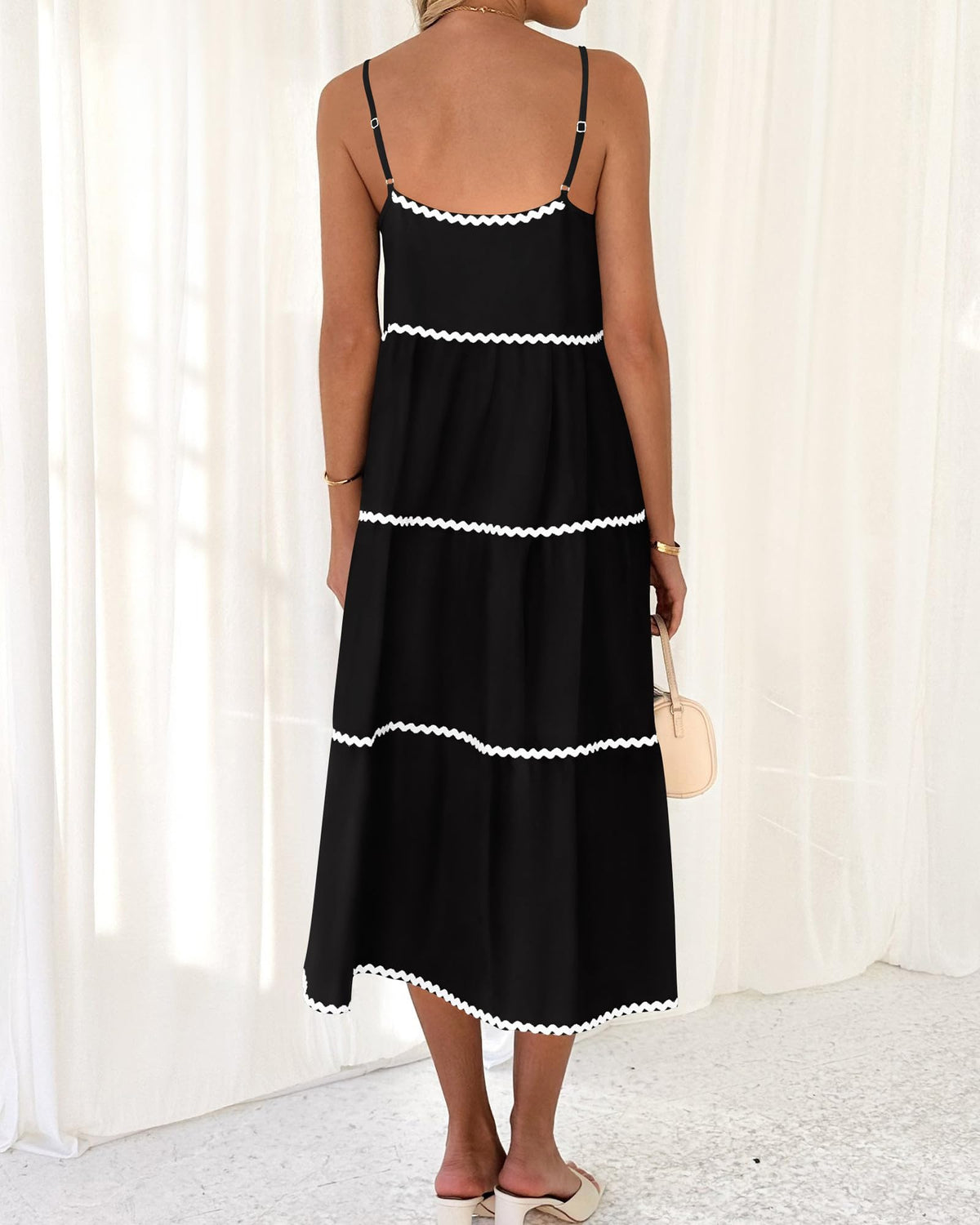 Women's Summer Spaghetti-Strap Tiered Maxi Dress