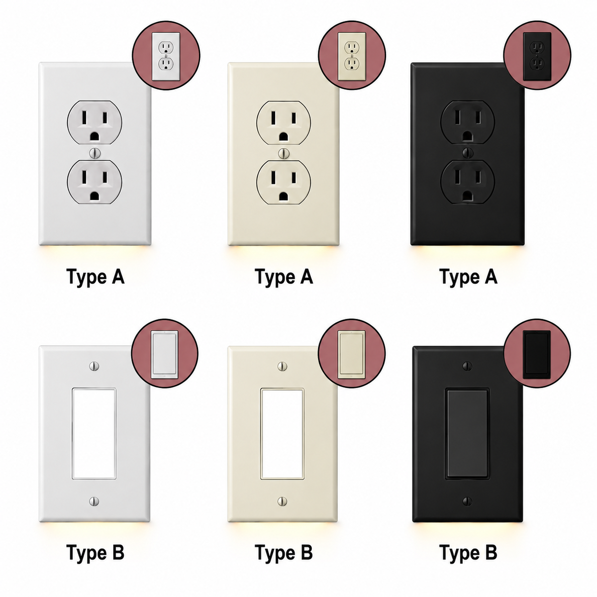 Outlet Wall Plate with LED Night Lights – No Batteries or Wires [UL FCC CSA Certified]