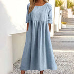 Cotton Linen 5-Quarter Sleeve Dress
